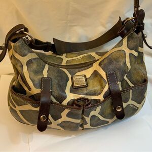 Dooney & Bourke Leather Giraffe Animal Print Hobo Purse Handbag